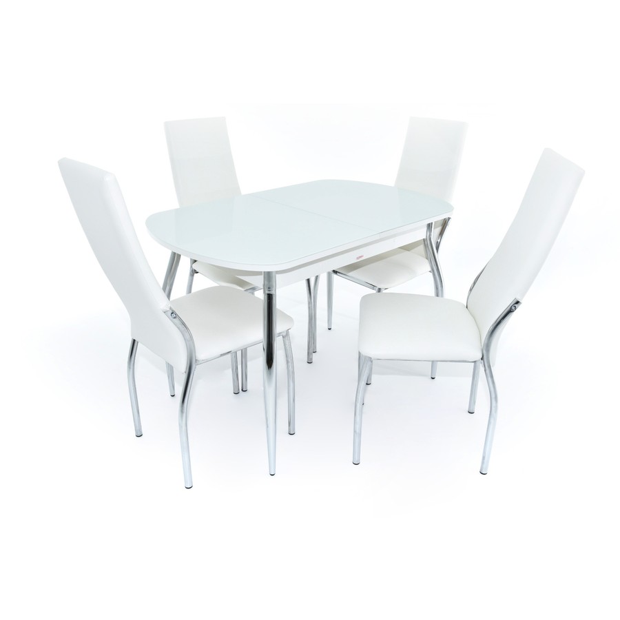 Обеденный стол «Ривьера» (Стекло, исп. 1, опоры хром) от фабрики AURORA HOME