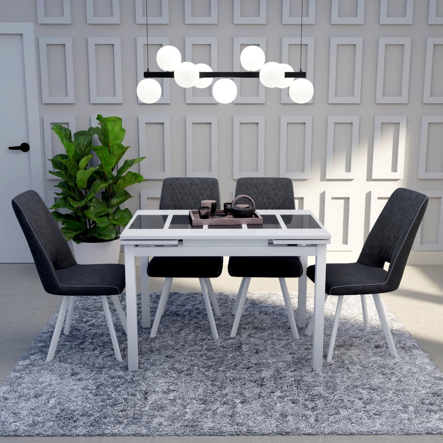 Обеденный стол «Шанхай» (Стекло, исп.1, опоры хром) от фабрики AURORA HOME