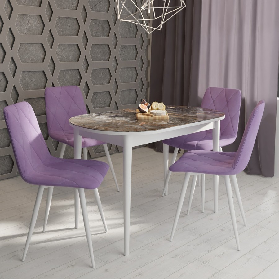 Обеденный стол «Ривьера» (Стекло, исп. 1, опоры хром) от фабрики AURORA HOME