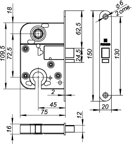 Замок межкомнатный 6000-CR ( 2018)