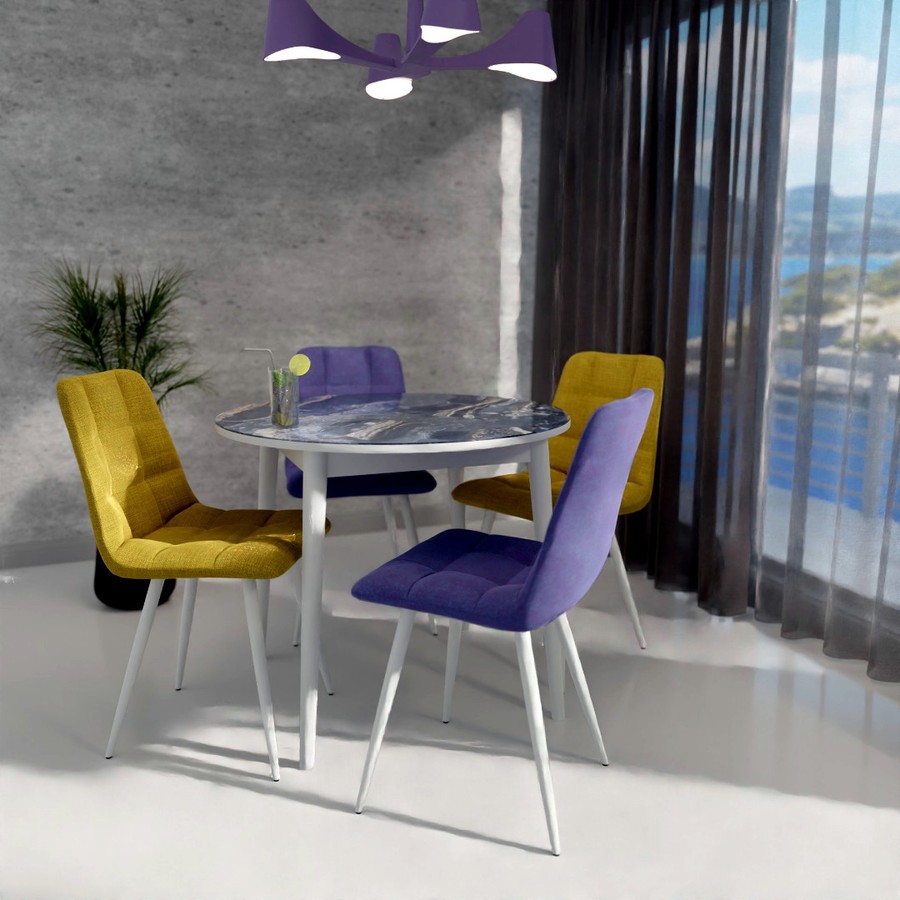 Обеденный стол «Ривьера Круг» (Стекло, опоры дерев.) от фабрики AURORA HOME