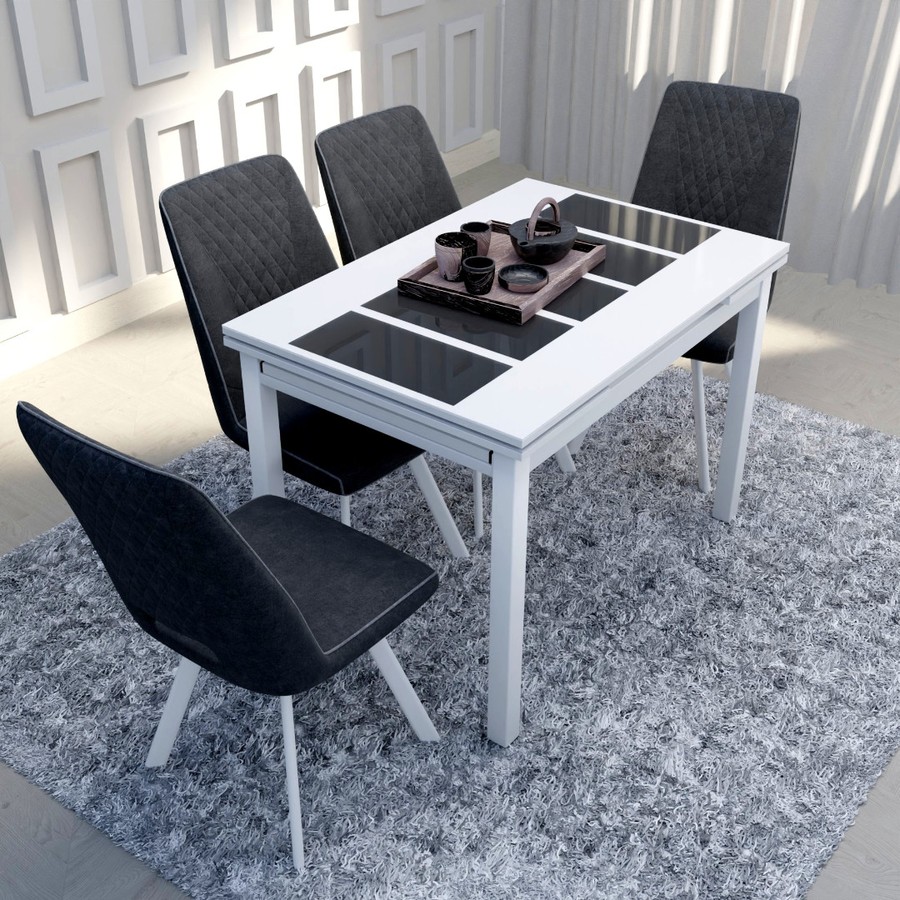 Обеденный стол «Шанхай» (Стекло, исп.1, опоры хром) от фабрики AURORA HOME