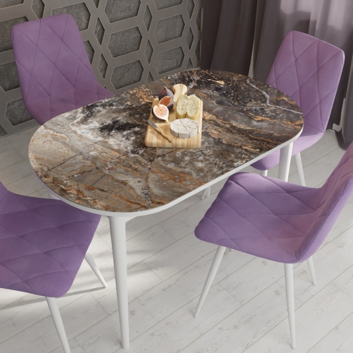 Обеденный стол «Ривьера» (Стекло, исп. 1, опоры хром) от фабрики AURORA HOME