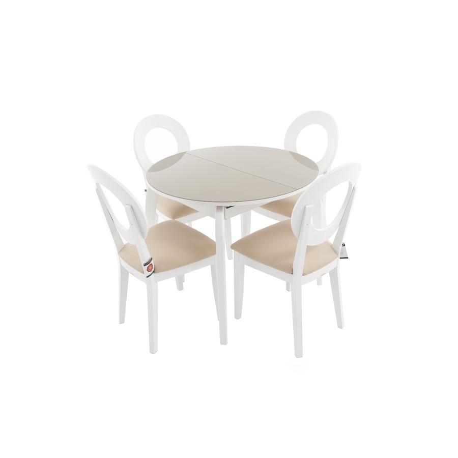 Обеденный стол «Ривьера Круг» (Стекло, опоры дерев.) от фабрики AURORA HOME