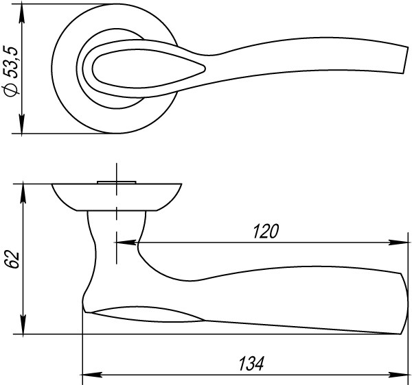 Ручка раздельная Ajax (Аякс) SILVA JR SN/CP-3 матовый никель/хром аналог RUMBA