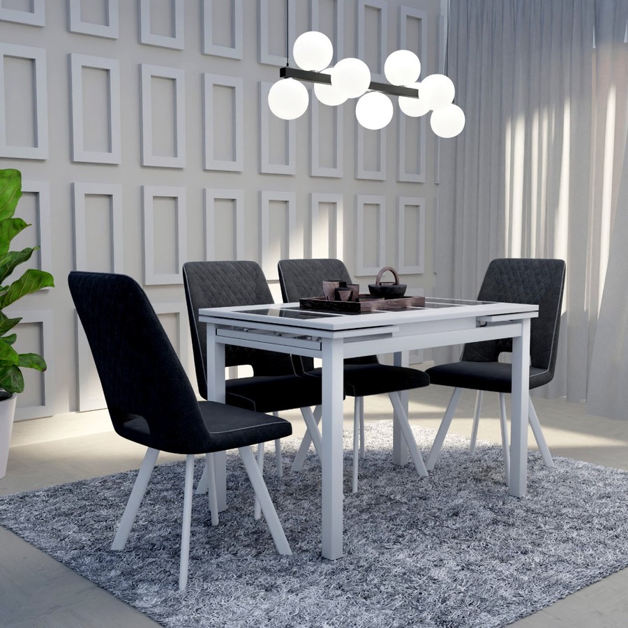 Обеденный стол «Шанхай» (Стекло, исп.1, опоры хром) от фабрики AURORA HOME