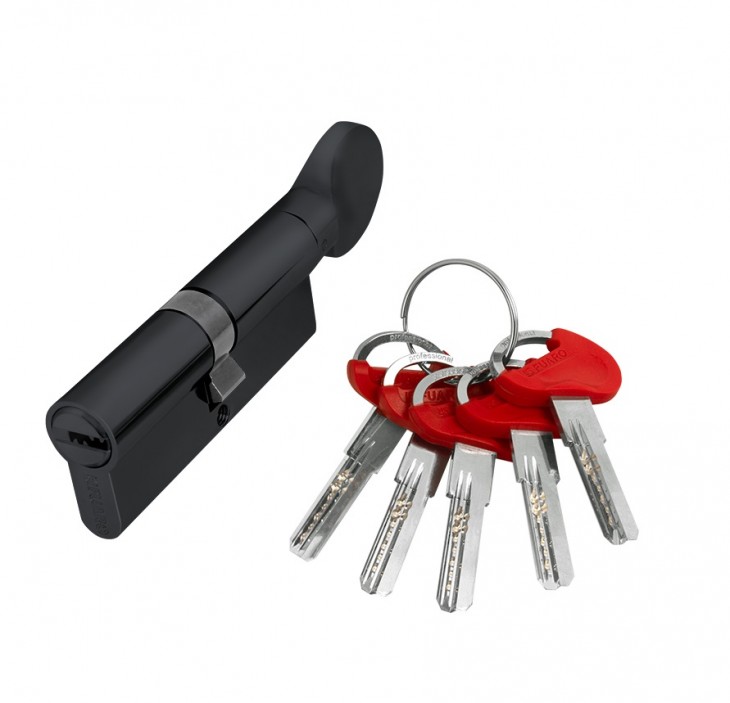 Цилиндр Fuaro D-PRO5002Knob60(25+10+25) BL черный 5Key